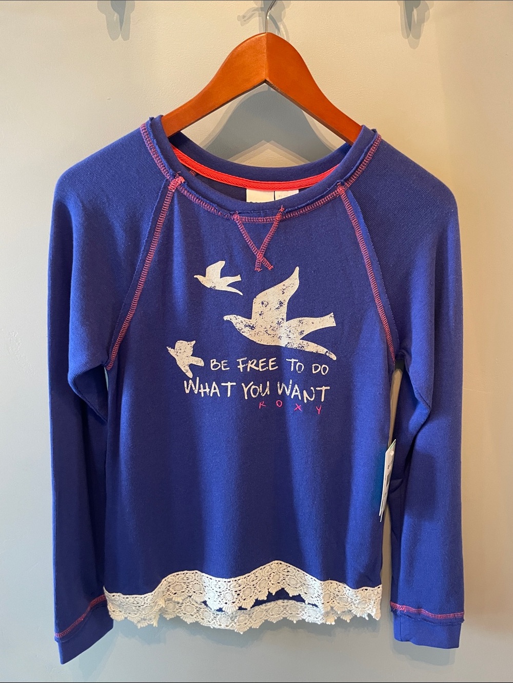 Roxy Girls Long‎ sleeve Shirt with lace Size XL